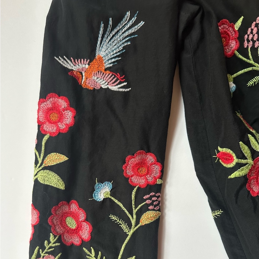 Zara Long Sleeve Embroidered Floral Mini Dress size S Black/ Multi - Picture 5 of 13